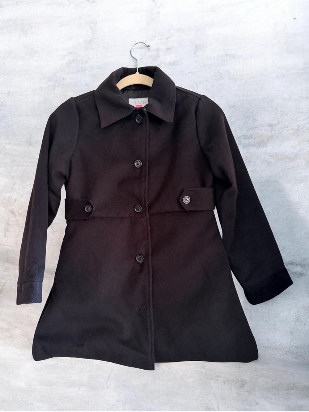 The Children's Place Girls Black Dressy Button-Front Coat - L